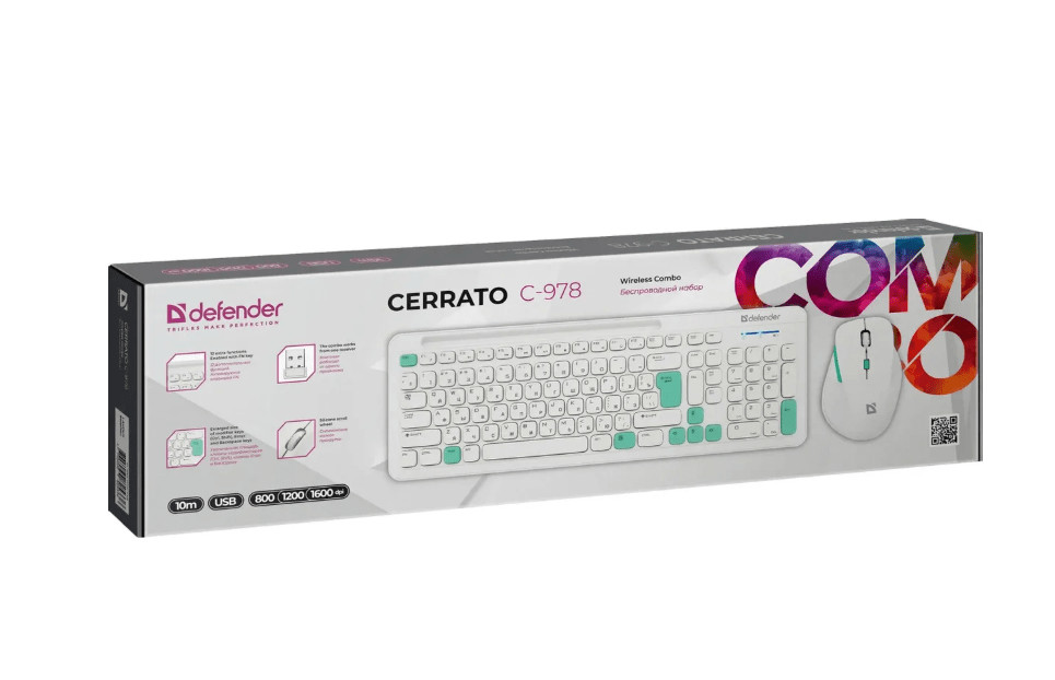 Беспроводной набор клавиатура + мышь Defender Cerrato C-978 12 Беспроводной набор клавиатура + мышь Defender Cerrato C-978 12