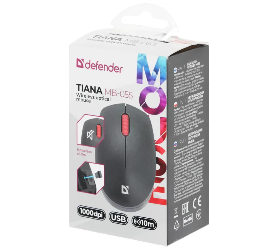 Мышь беспроводная Defender Tiana MB-055, черный 8 Мышь беспроводная Defender Tiana MB-055, черный 8