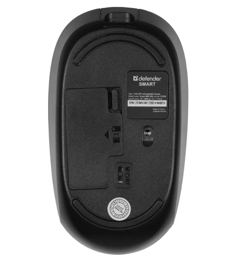 Мышь беспроводная Defender Smart MM-396, 2.4G+BT, чёрный 2 Мышь беспроводная Defender Smart MM-396, 2.4G+BT, чёрный 2