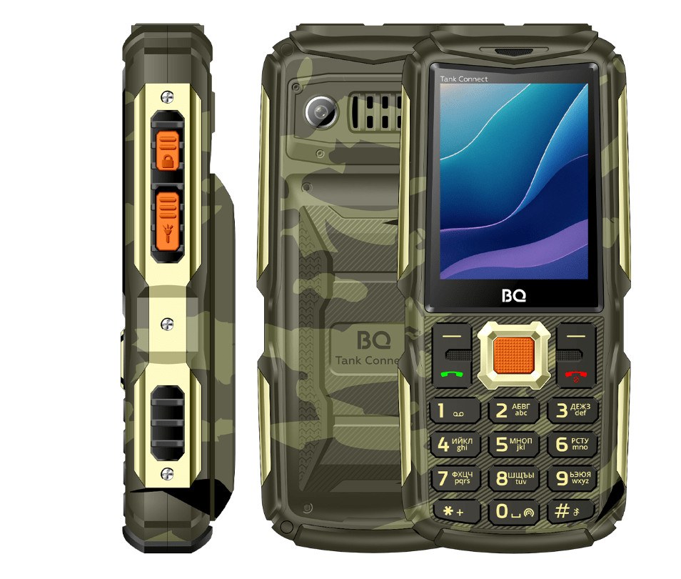 Мобильный телефон BQ 2430L Tank Power Connect Camouflage/Gold 1 Мобильный телефон BQ 2430L Tank Power Connect Camouflage/Gold 1