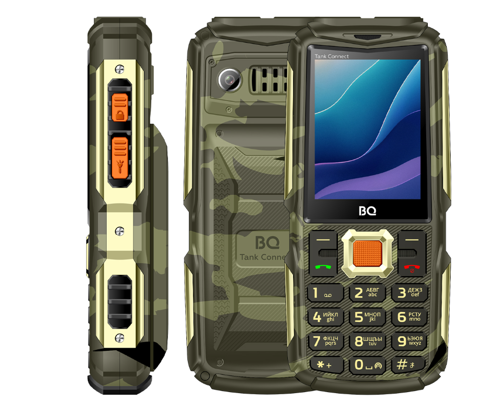 Мобильный телефон BQ 2430L Tank Power Connect Camouflage/Gold 1 Мобильный телефон BQ 2430L Tank Power Connect Camouflage/Gold 1