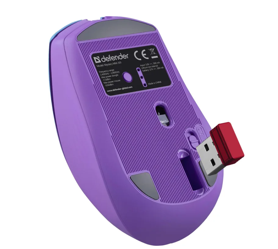 Мышь беспроводная Defender Mystery MM-301 LED фиолетовый 7 Мышь беспроводная Defender Mystery MM-301 LED фиолетовый 7