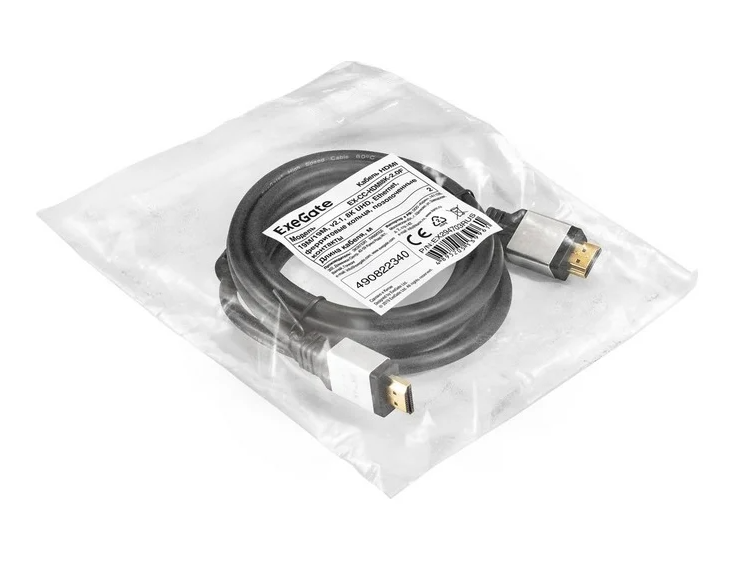 Кабель HDMI - HDMI, v2.1, 2.0m, ExeGate EX-CC-HDMI8K-2.0F 2 Кабель HDMI - HDMI, v2.1, 2.0m, ExeGate EX-CC-HDMI8K-2.0F 2