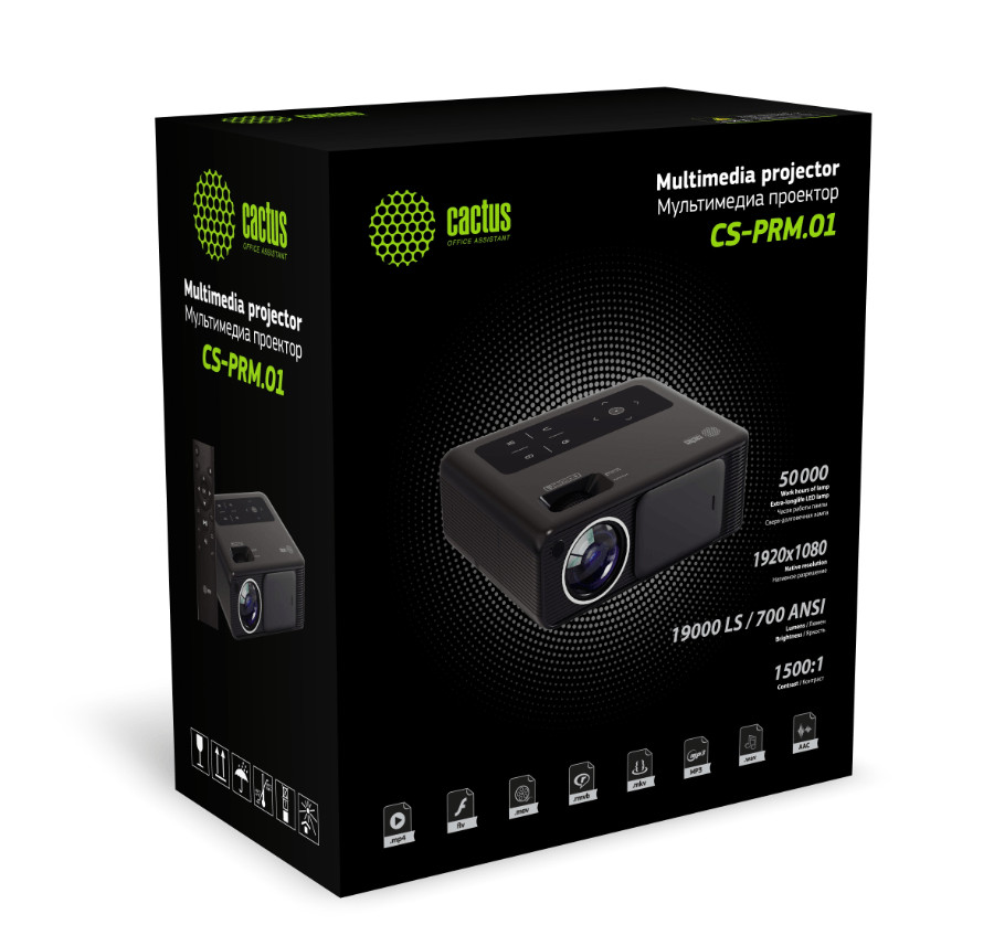 Проектор Cactus CS-PRM.01B.Full HD LCD 700Lm ANSI (1920x1080) 2500:1 ресурс лампы:50000часов 2xUSB 8 Проектор Cactus CS-PRM.01B.Full HD LCD 700Lm ANSI (1920x1080) 2500:1 ресурс лампы:50000часов 2xUSB 8