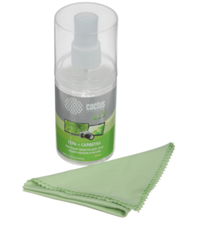 Чистящий набор (салфетки + гель) Cactus CS-S3004E для экранов и оптики 1шт 18x18см 200мл 1