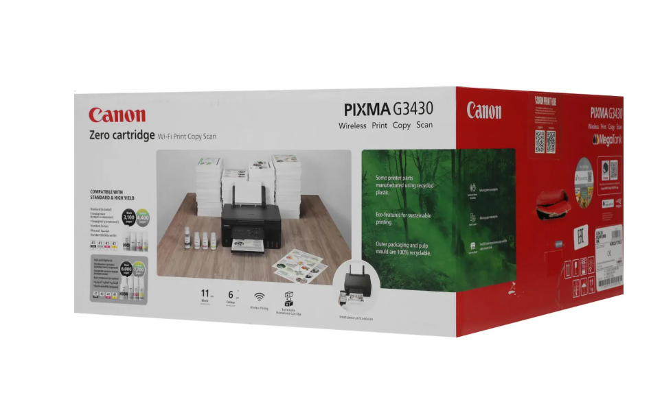 МФУ Canon Pixma G3430 Wi-Fi, черный (цветная печать, A4, 4800x1200 dpi, ч/б - 11 стр/мин (А4), USB t 8 МФУ Canon Pixma G3430 Wi-Fi, черный (цветная печать, A4, 4800x1200 dpi, ч/б - 11 стр/мин (А4), USB t 8