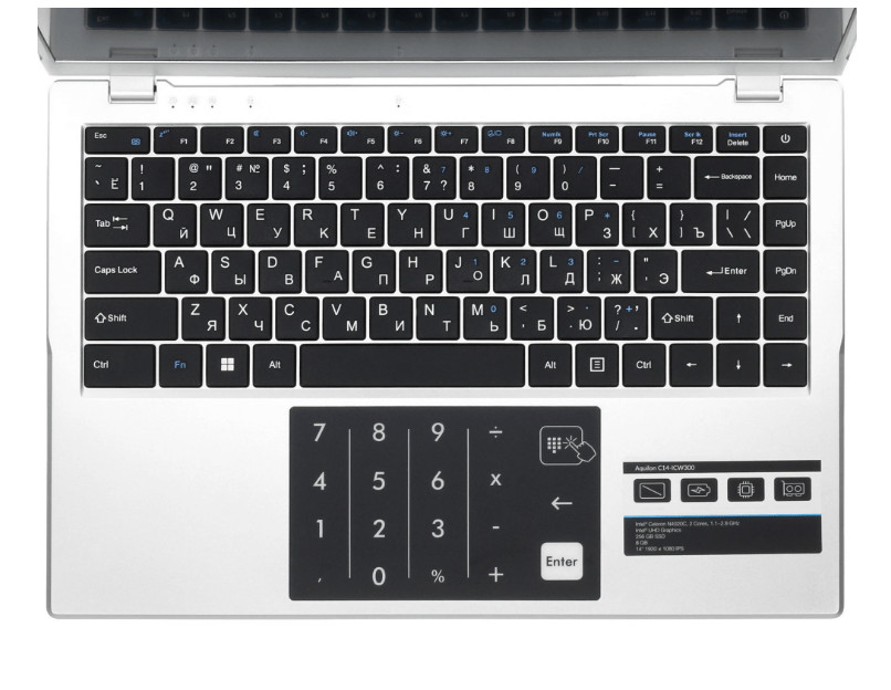 Ноутбук DEXP Aquilon C14-ICW300 14.1", IPS, Celeron N4020C/8/256/W11, серебристый (14.1" FHD IPS Int 7 Ноутбук DEXP Aquilon C14-ICW300 14.1", IPS, Celeron N4020C/8/256/W11, серебристый (14.1" FHD IPS Int 7