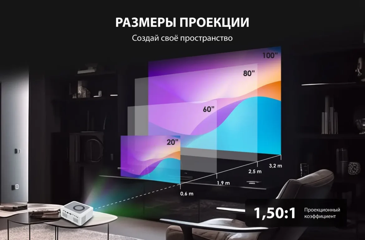 Проектор Cactus CS-PRE.08WT.WXGA LCD 1500Lm (1280х720) 1000:1 ресурс лампы:30000часов 1xUSB typeA 1x 2