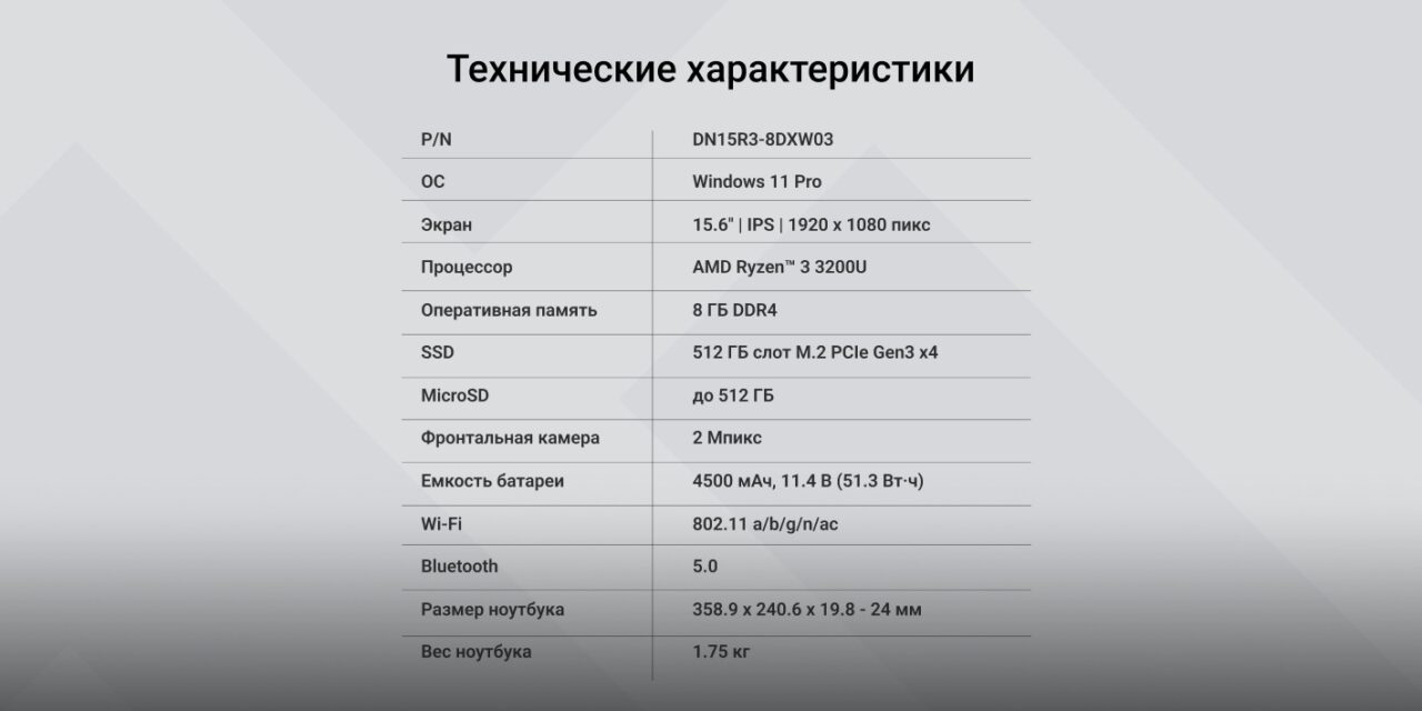 Ноутбук Digma EVE A5820 (DN15R3-8CXW02) 15,6, R-3 3200U 8/256, черный 9