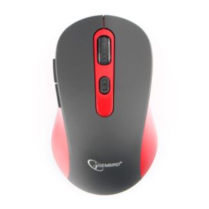 Мышь беспроводная Gembird MUSW-221-R, чёрный/красный 1
