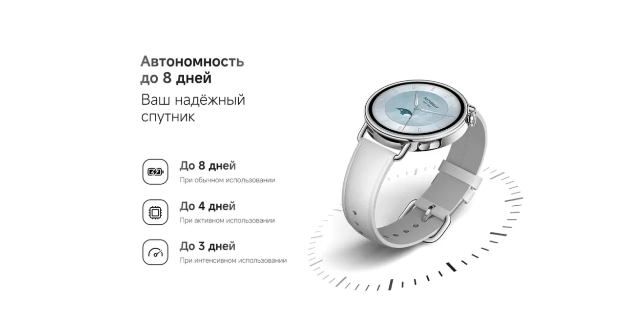 Смарт-часы Xiaomi Watch S4 41mm Leather Strap (White) 7