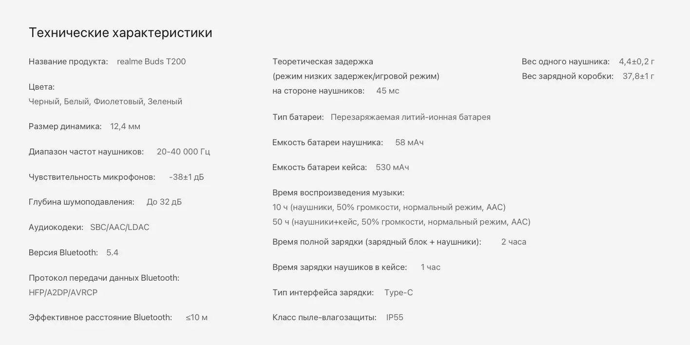 TWS-гарнитура Realme Buds T200 белый 16