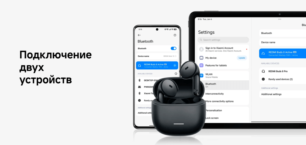 Беспроводные наушники REDMI Buds 8 Active голубые 10