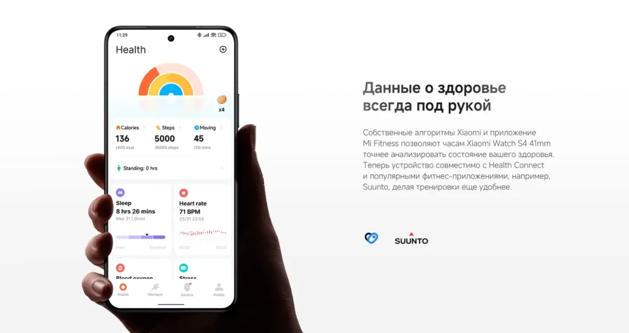 Смарт-часы Xiaomi Watch S4 41mm Leather Strap (White) 15