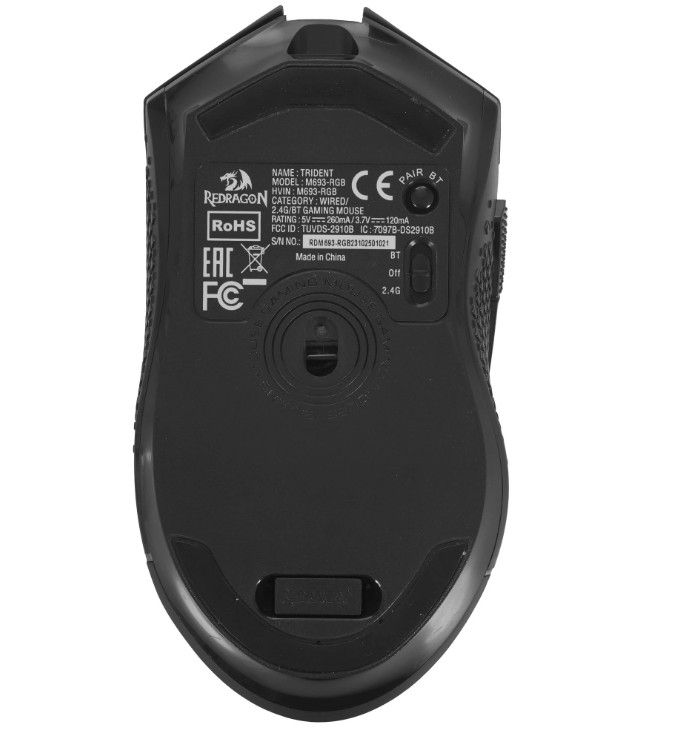 Мышь беспроводная игровая Redragon Trident, RGB, BT+2.4G, черный 7 Мышь беспроводная игровая Redragon Trident, RGB, BT+2.4G, черный 7