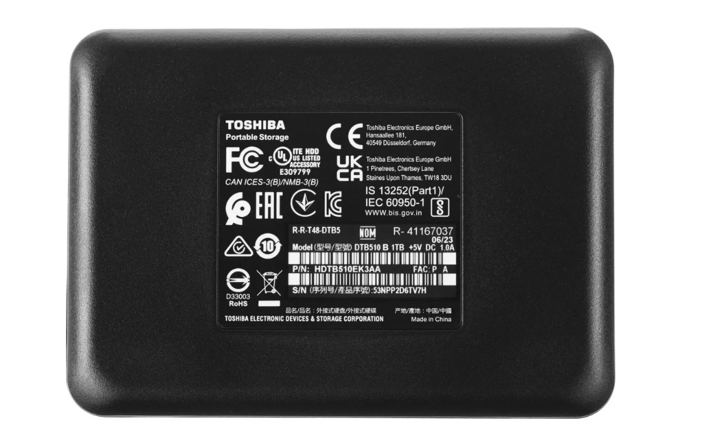 Внешний накопитель HDD 1Tb Toshiba Canvio Basics USB 3.2 Gen 1 (HDTB510EK3AA), черный 3 Внешний накопитель HDD 1Tb Toshiba Canvio Basics USB 3.2 Gen 1 (HDTB510EK3AA), черный 3
