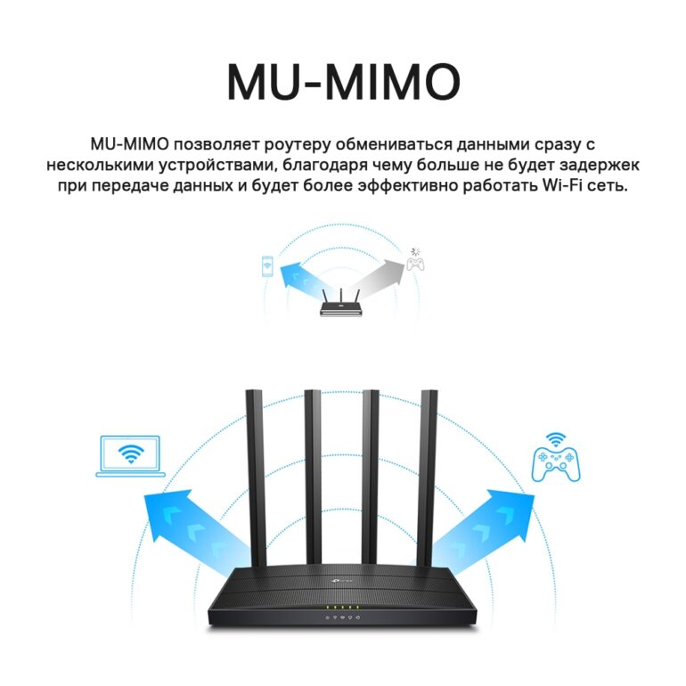 Беспроводной маршрутизатор TP-Link Archer C6 AC1300 v.4.0 (4 LAN, 100 Мбит/с, 1000 Мбит/с, 10 Мбит/с 4