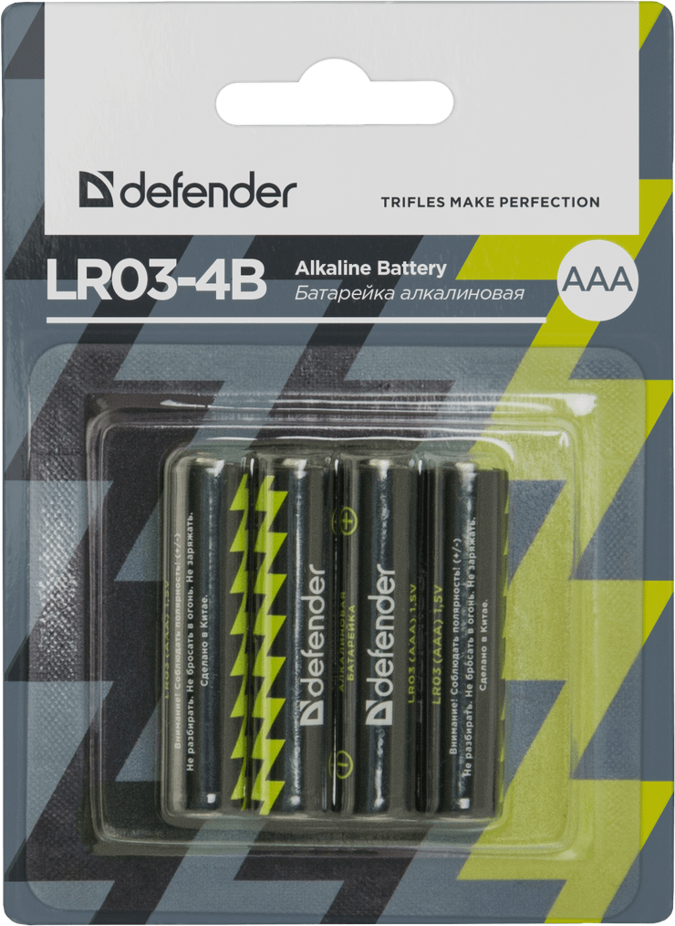 Батарейка Defender LR03-4B AAA, 4шт, в блистере 1 Батарейка Defender LR03-4B AAA, 4шт, в блистере 1