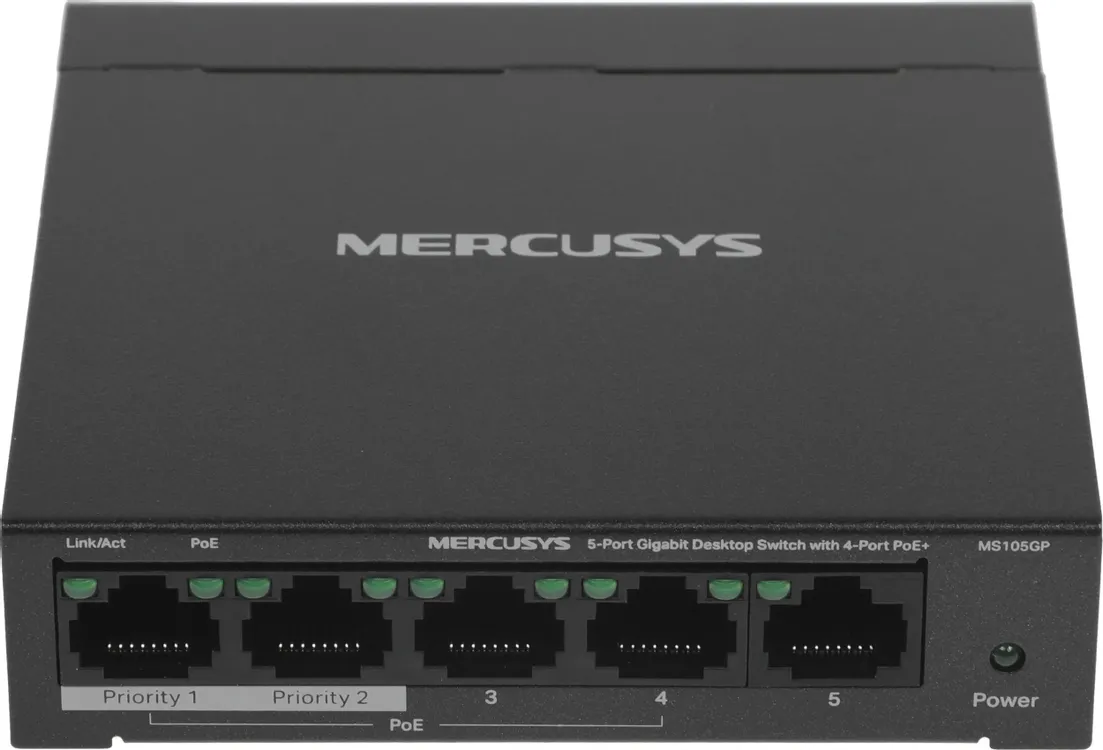 Коммутатор Mercusys MS105GP 5port, неуправляемый, PoE 3 Коммутатор Mercusys MS105GP 5port, неуправляемый, PoE 3