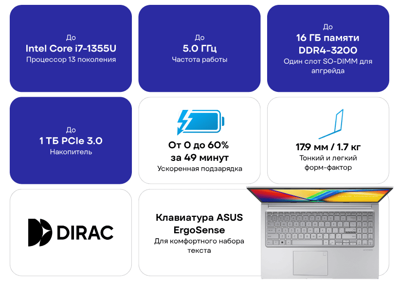 Ноутбук ASUS Vivobook 15 X1504VA-BQ5273 Silver 15.6" FHD Core 5 120U/16Gb/512Gb SSD/NoOS 2 ASUS-VivoBook-15-X1504VA-BQ868-02