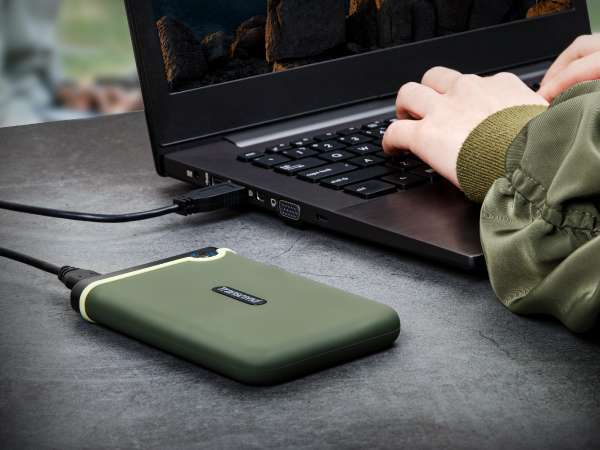 Внешний HDD 2TB Transcend StoreJet 25M3G (TS2TSJ25M3G), 2.5", USB 3.1, резиновый противоударный, Мил 3