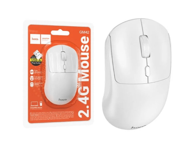 Мышка HOCO GM42 Platino 2.4G wireless mouse white 2 Мышка HOCO GM42 Platino 2.4G wireless mouse white 2