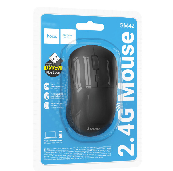 Мышка HOCO GM42 Platino 2.4G wireless mouse black 3 Мышка HOCO GM42 Platino 2.4G wireless mouse black 3