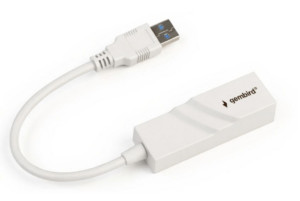 Проводной сетевой USB LAN адаптер Gembird NIC-U11, RJ45 10/100/1000Mbps, USB 3.0, белый 1