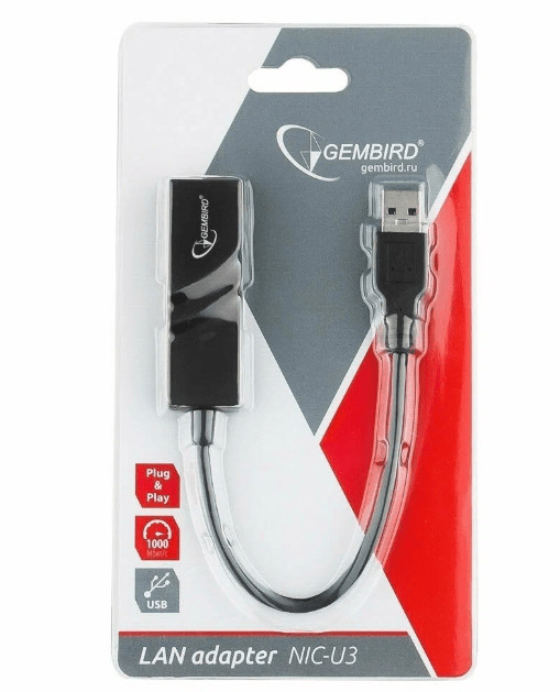 Проводной сетевой USB LAN адаптер Gembird NIC-U3, RJ45 10/100/1000Mbps USB 3.0 5 Проводной сетевой USB LAN адаптер Gembird NIC-U3, RJ45 10/100/1000Mbps USB 3.0 5
