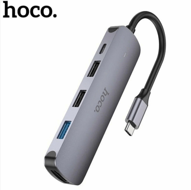 USB HUB Hoco HB27 Type-C multi-function converter(HDTV+USB3.0+USB2.0*2+PD) metal gray 3 USB HUB Hoco HB27 Type-C multi-function converter(HDTV+USB3.0+USB2.0*2+PD) metal gray 3
