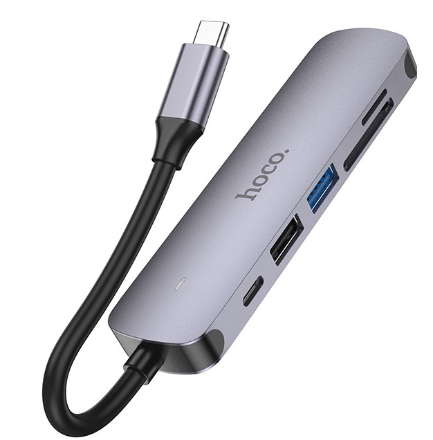 USB HUB Hoco HB28 Type-C multi-function converter(HDTV+USB3.0+USB2.0+SD+TF+PD)Metal Grey 3 USB HUB Hoco HB28 Type-C multi-function converter(HDTV+USB3.0+USB2.0+SD+TF+PD)Metal Grey 3