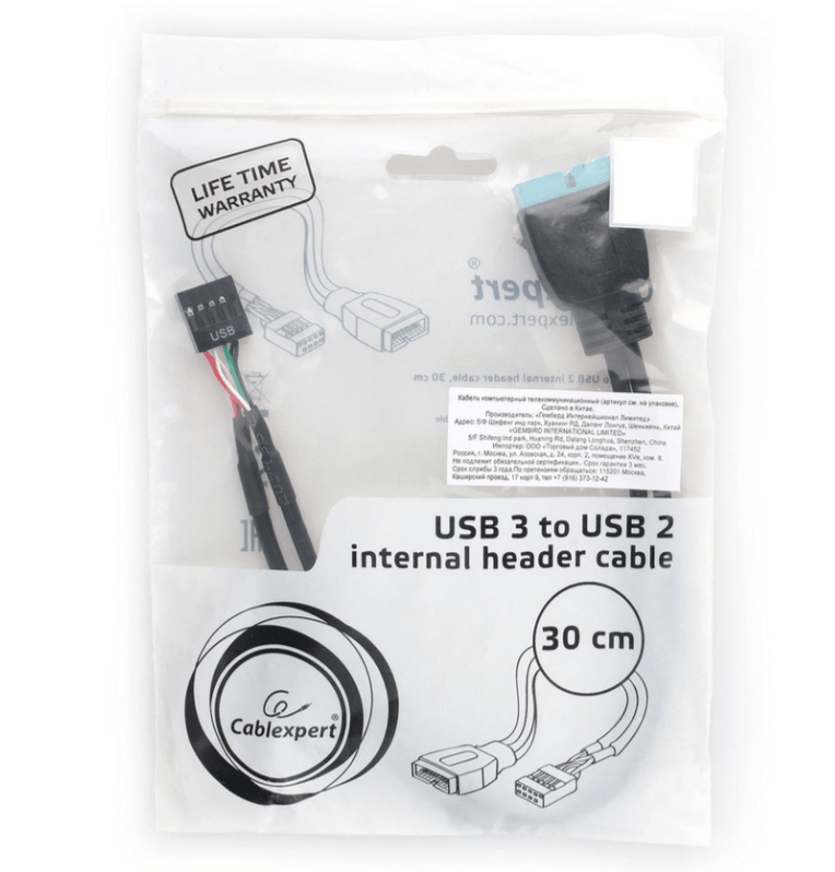 Внутренний USB2 - USB3 кабель Cablexpert CC-U3U2-01, 9pin/19pin, 0.3m 4 Внутренний USB2 - USB3 кабель Cablexpert CC-U3U2-01, 9pin/19pin, 0.3m 4