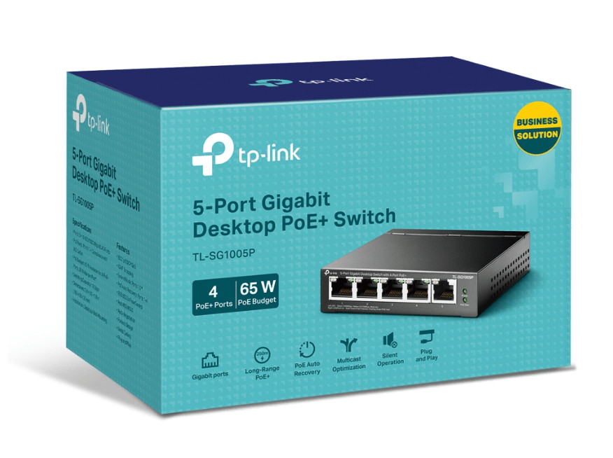 Коммутатор TP-Link TL-SG1005P 5port, неуправляемый, PoE 3 Коммутатор TP-Link TL-SG1005P 5port, неуправляемый, PoE 3