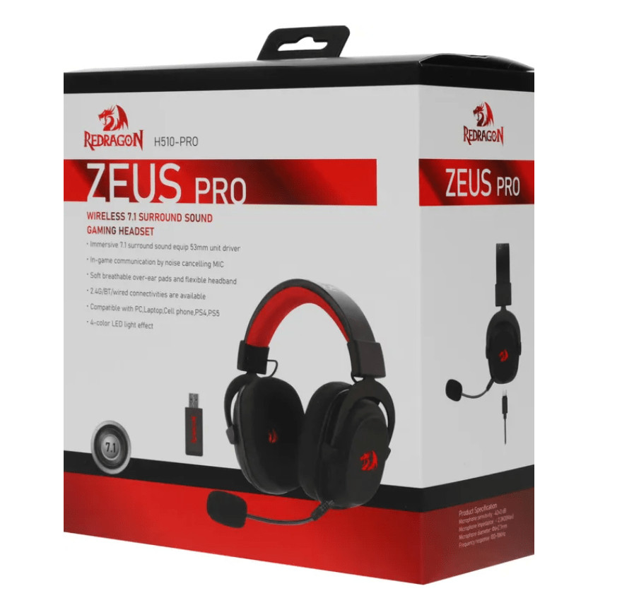 Беспроводная гарнитура игровая Redragon Zeus Pro, BT+2.4G, черный 5 Беспроводная гарнитура игровая Redragon Zeus Pro, BT+2.4G, черный 5
