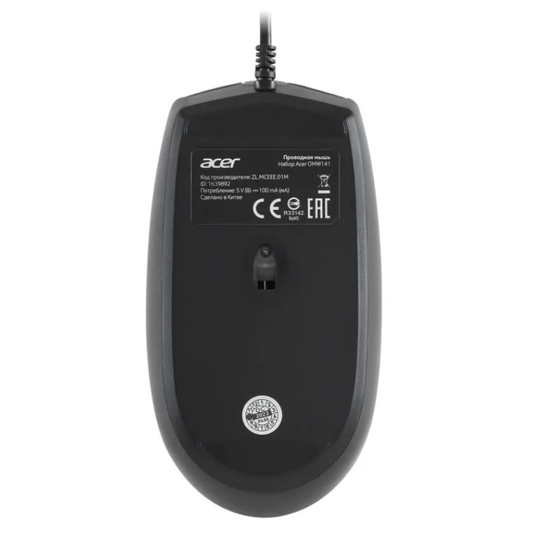 Проводной набор клавиатура + мышь Acer OMW141, черный 6 Проводной набор клавиатура + мышь Acer OMW141, черный 6