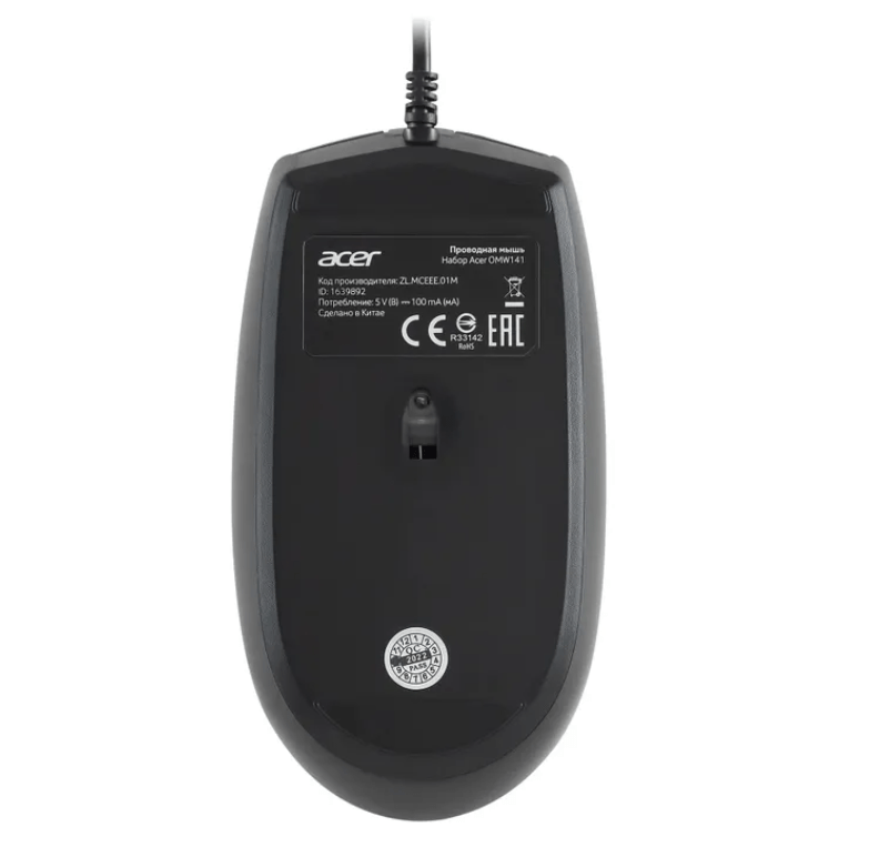 Проводной набор клавиатура + мышь Acer OMW141, черный 6 Проводной набор клавиатура + мышь Acer OMW141, черный 6