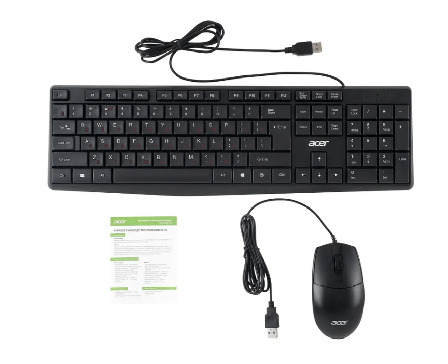 Проводной набор клавиатура + мышь Acer OMW141, черный 7 Проводной набор клавиатура + мышь Acer OMW141, черный 7