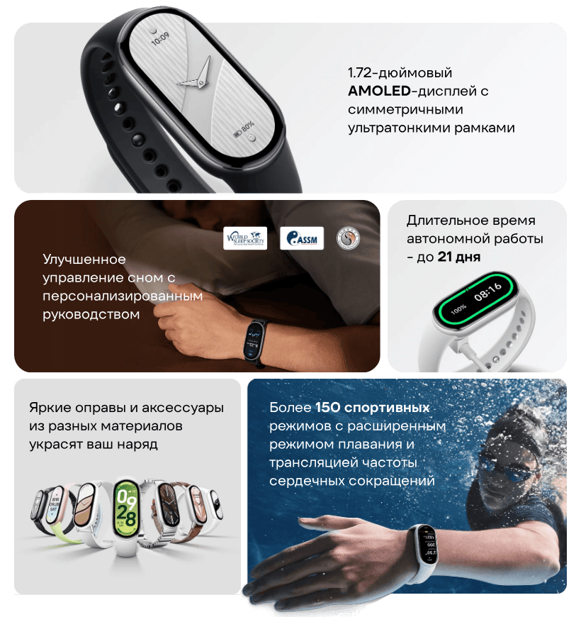 Фитнес-браслет Xiaomi Smart Band 10 (BHR9999GL), розовый 2 XiaoMi-Smart-Band-10-02