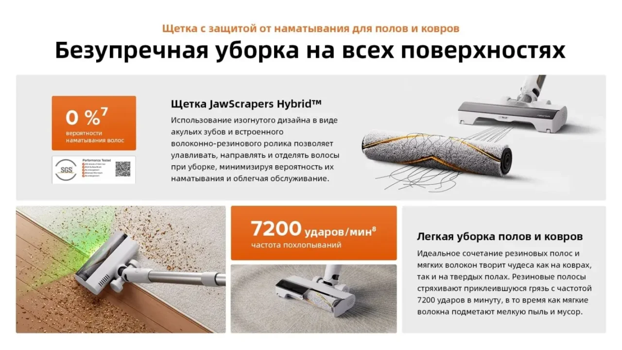 Roborock H60 Hub (RU) — мощный вертикальный пылесос со станцией самоочистки 9