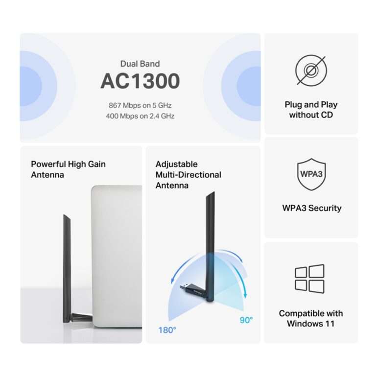 Mercusys MA30H Двухдиапазонный Wi-Fi USB-адаптер высокого усиления AC1300 1 MA30H
