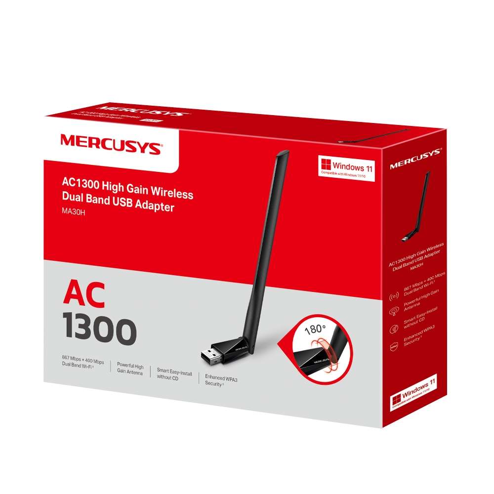 Mercusys MA30H Двухдиапазонный Wi-Fi USB-адаптер высокого усиления AC1300 3 Mercusys MA30H Двухдиапазонный Wi-Fi USB-адаптер высокого усиления AC1300 3