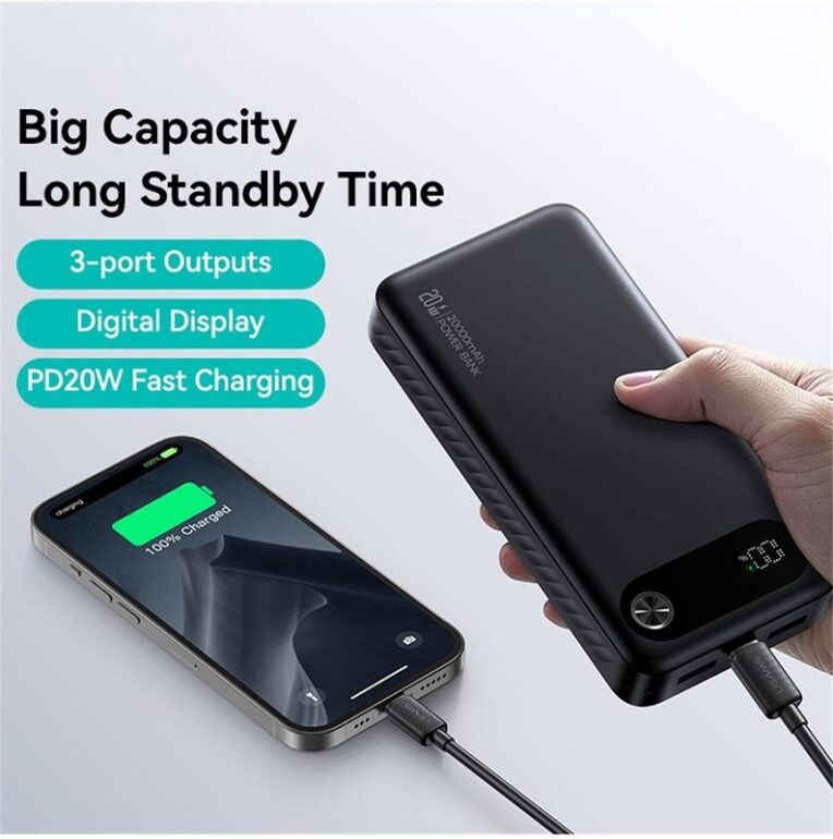 Power Bank USAMS US-CD251 PB80 PD20W+Digital Display 20000mAh black 3 Power Bank USAMS US-CD251 PB80 PD20W+Digital Display 20000mAh black 3