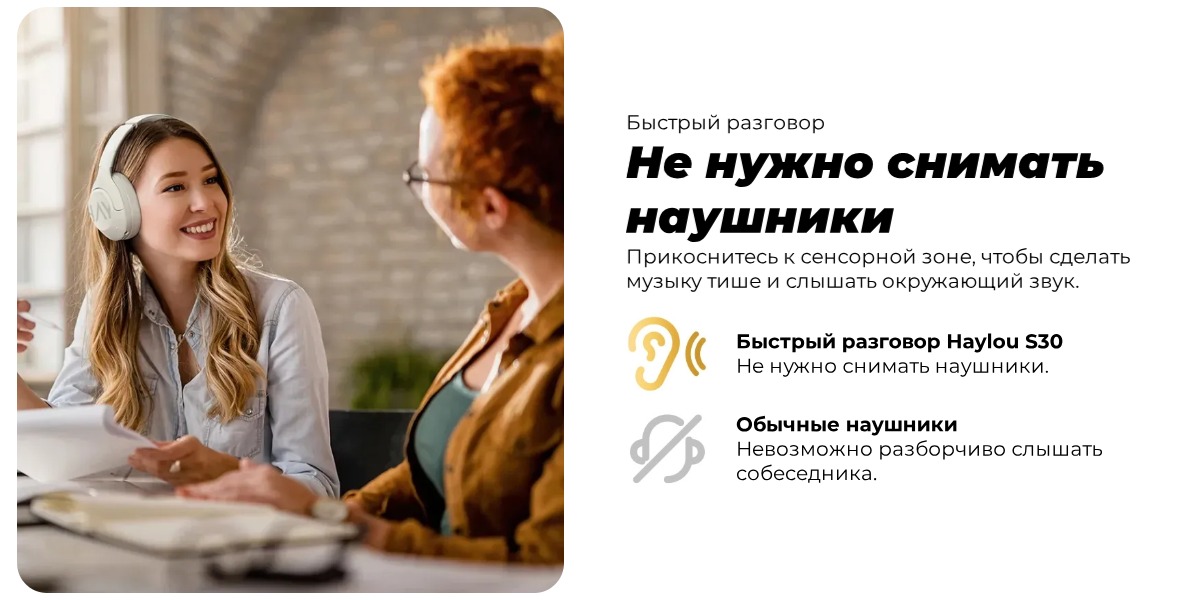 Беспроводные наушники Xiaomi HAYLOU S30 PRO White EU 5 Haylou-S30-ANC-05