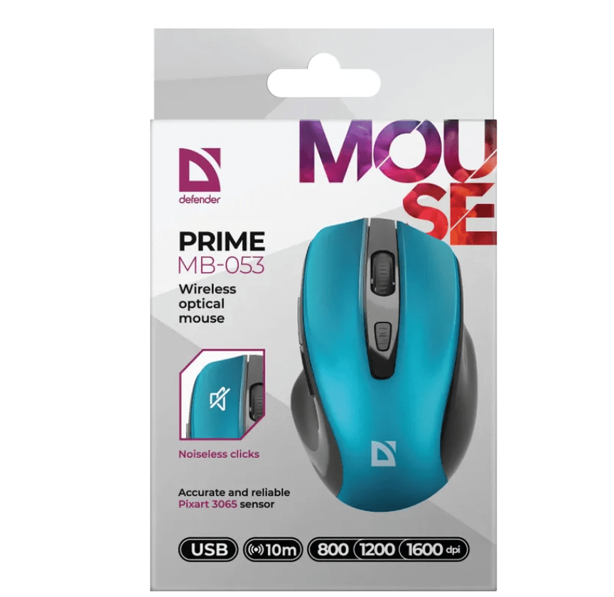 Мышь беспроводная Defender Prime MB-053, бирюзовый 4 Мышь беспроводная Defender Prime MB-053, бирюзовый 4