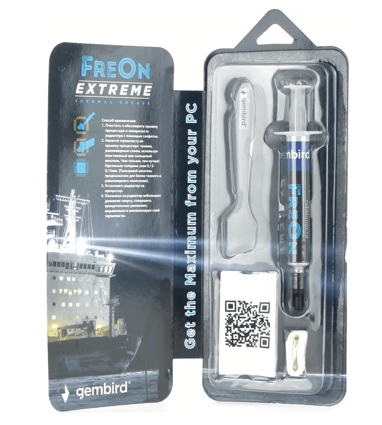 Термопаста Gembird FreOn Extreme GF-41-1.5, 2 г, шприц 3 Термопаста Gembird FreOn Extreme GF-41-1.5, 2 г, шприц 3