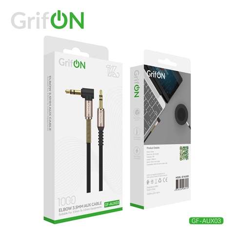 Кабель GrifON GF-AUX03 3.5mm (папа)/3.5mm (папа) Г-образный с пружиной black 2 Кабель GrifON GF-AUX03 3.5mm (папа)/3.5mm (папа) Г-образный с пружиной black 2