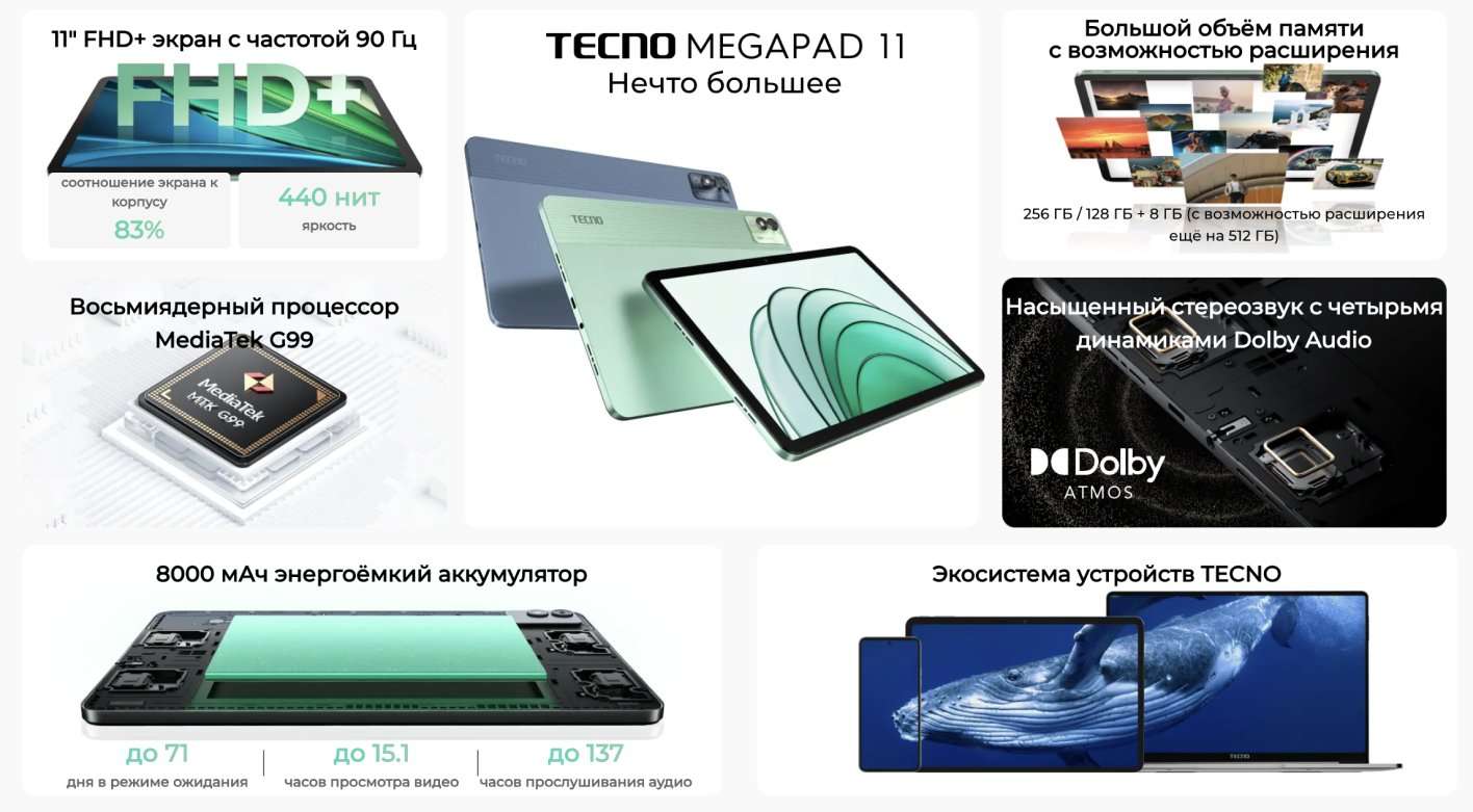 Планшет Tecno MegaPad 11 8/128GB LTE Vitality Green 2