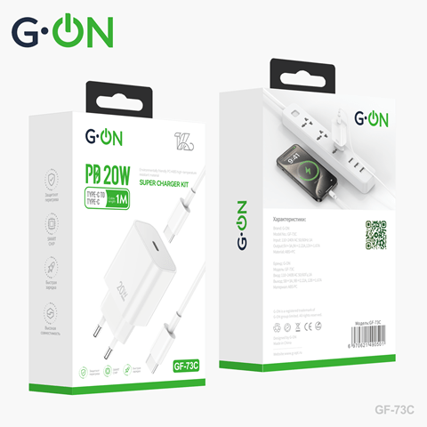СЗУ G-ON USB-C GF-73C 20W+кабель Type-C/Type-C белый 2 СЗУ G-ON USB-C GF-73C 20W+кабель Type-C/Type-C белый 2