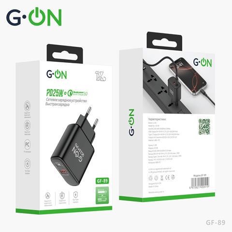 СЗУ G-ON USB/USB-C GF-89 PD25W+QC 3.0 черный 2 СЗУ G-ON USB/USB-C GF-89 PD25W+QC 3.0 черный 2