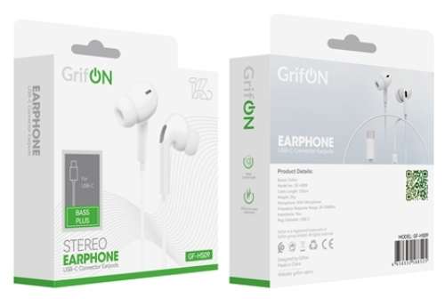Наушники GrifON GE-HS09 Type-C с микрофон. вакуум white 2 Наушники GrifON GE-HS09 Type-C с микрофон. вакуум white 2
